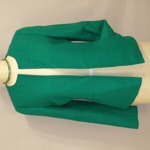 Rich Kelly Green Woven Jacket Talbot's Classic w Pockets sz4 Runs 6-8 SeeMeasure